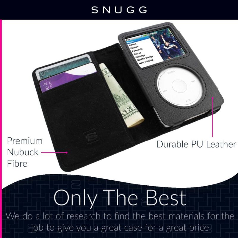 Estuche Snugg de Cuero con Cartera para iPod Classic 7ª Generación - Negro