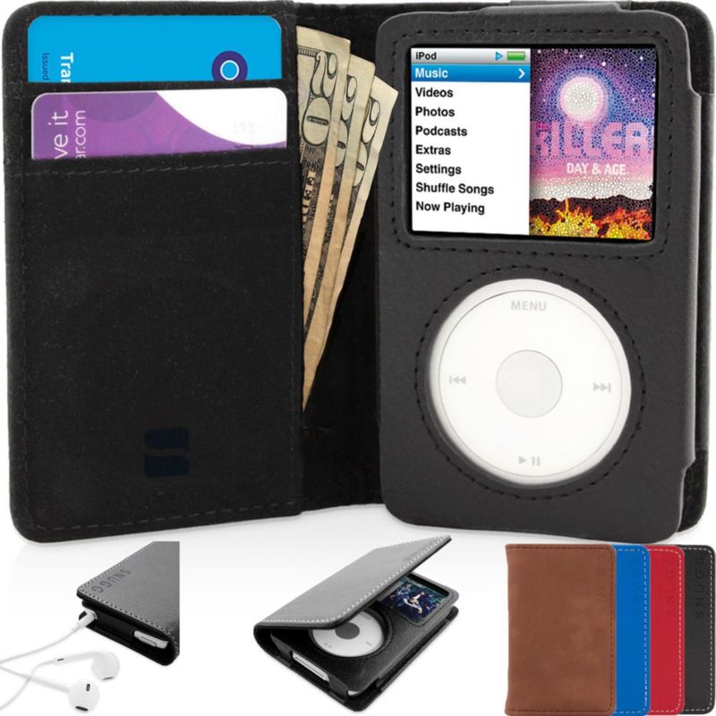 Estuche Snugg de Cuero con Cartera para iPod Classic 7ª Generación - Negro