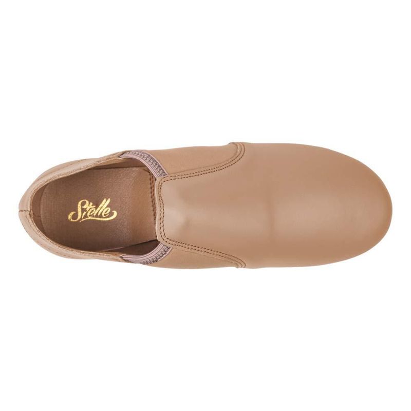 Zapatos de Jazz Stelle Unisex Slip-On de Cuero Marrón Claro 7MB