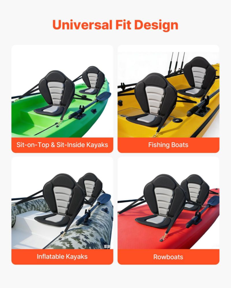 Asiento para kayak VEVOR – Pack de 2 con soporte lumbar de 13 cm