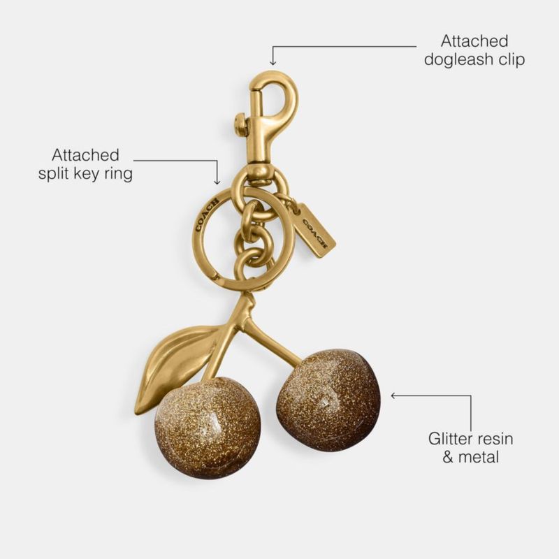 Colgante de cereza de resina brillante Coach 8 cm para bolso y llavero