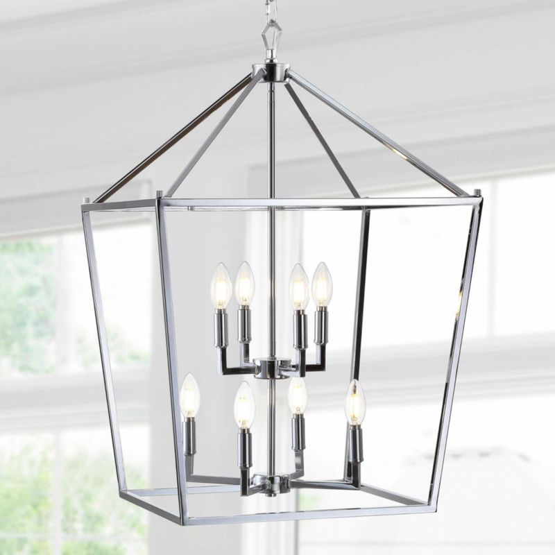 Lámpara colgante JONATHAN Y 51 cm 8 luces con jaula cromada