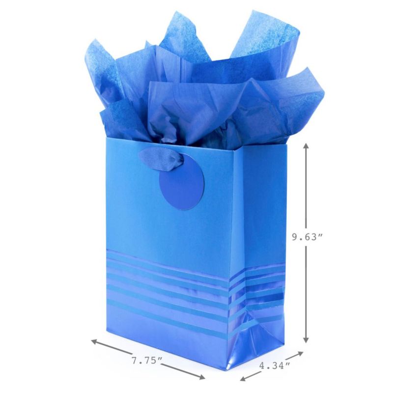 Bolsa de Regalo Hallmark 23 cm Rayas Azules con Foil y Papel de Seda