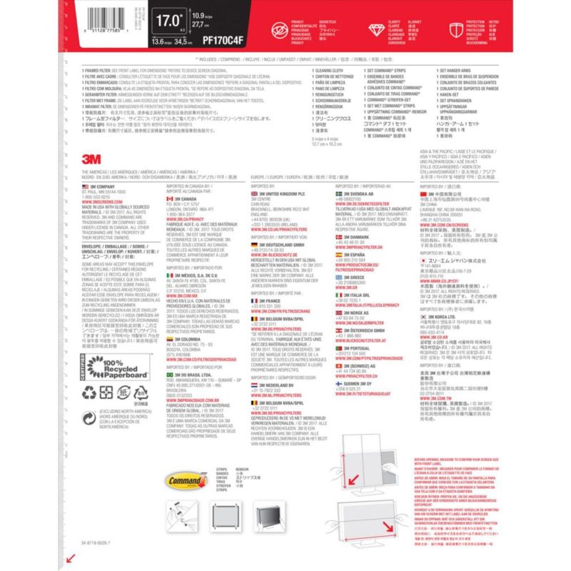 Filtro de privacidad 3M para monitor de 38‑43 cm (15‑17 pulgadas)