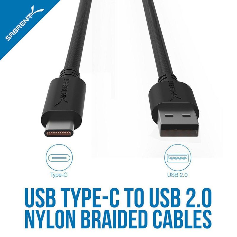 Cable USB‑C SABRENT 18 m Pack de 6 Negro USB‑A 2.0