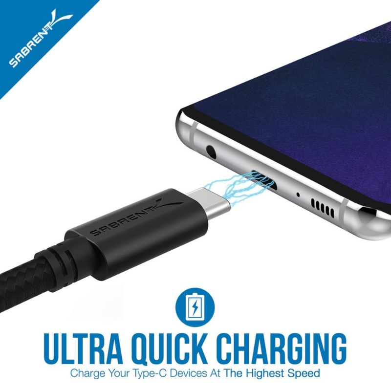 Cable USB‑C SABRENT 18 m Pack de 6 Negro USB‑A 2.0