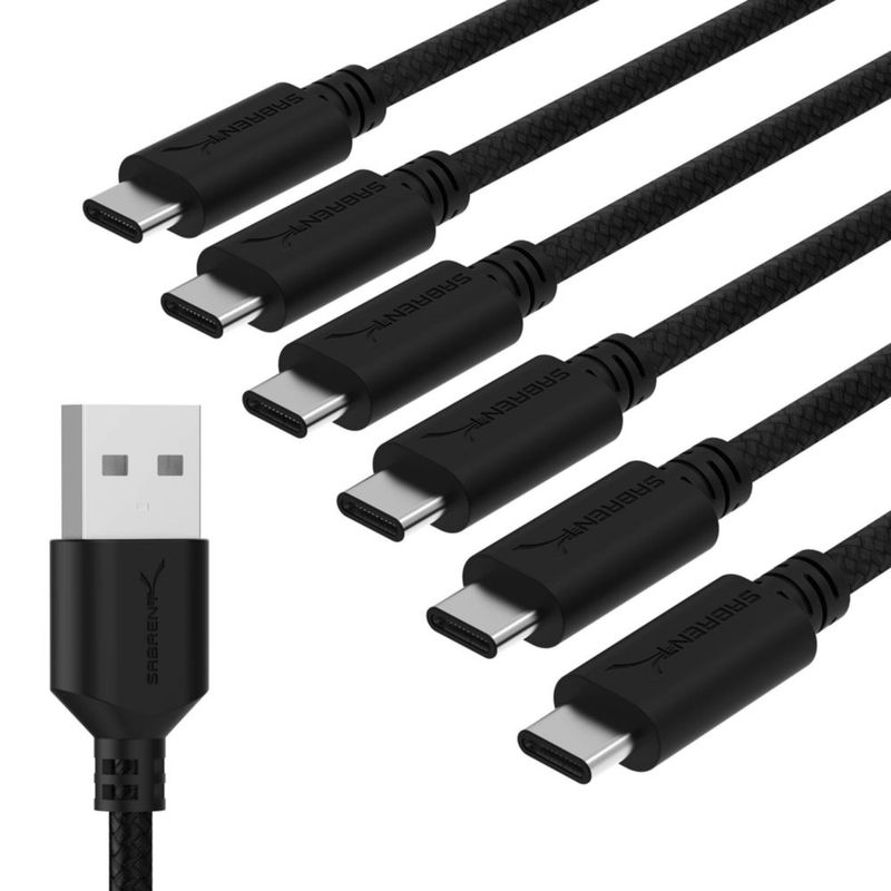 Cable USB‑C SABRENT 18 m Pack de 6 Negro USB‑A 2.0