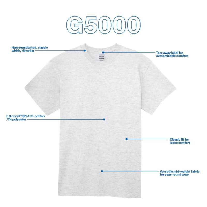 Camiseta Gildan G5000 Gris Ceniza Pack de 10 – Talla Grande