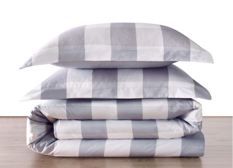 Juego de Edredón TRULY SOFT Full/Queen Gris a Cuadros tipo Buffalo