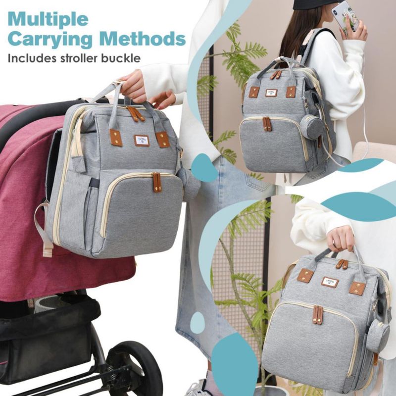 Mochila cambiadora JSTPRO 25 L gris con estación de cambio