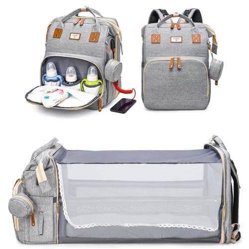 Mochila cambiadora JSTPRO 25 L gris con estación de cambio