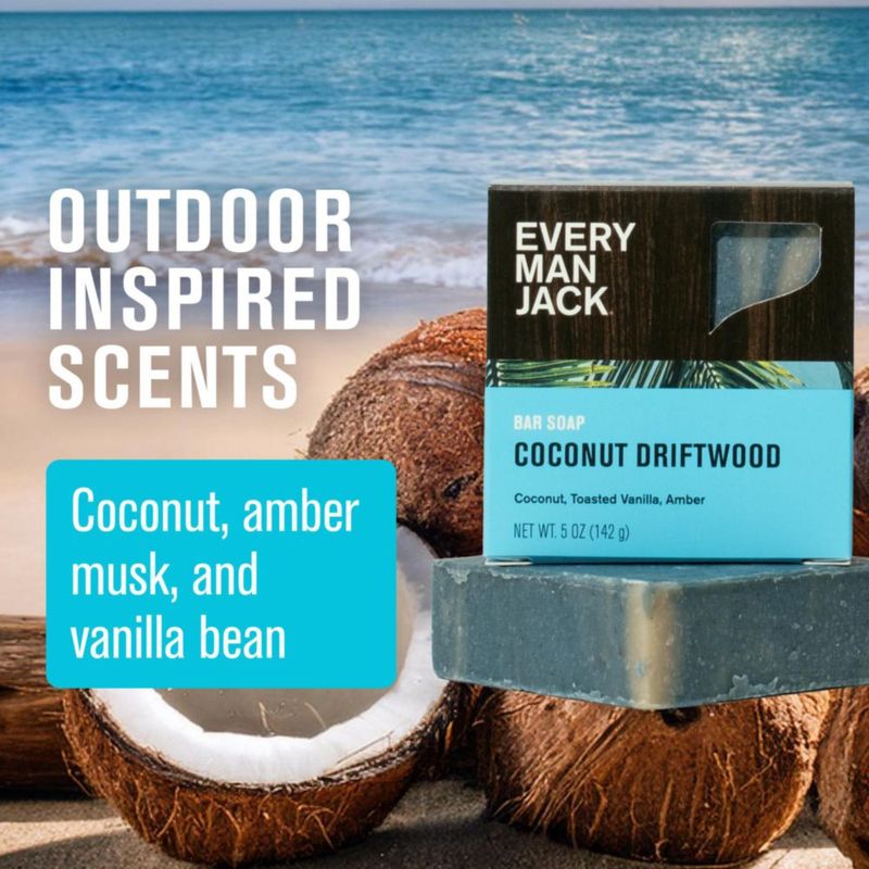 Jabón en barra corporal Every Man Jack Coco 142 g (paquete de 3)