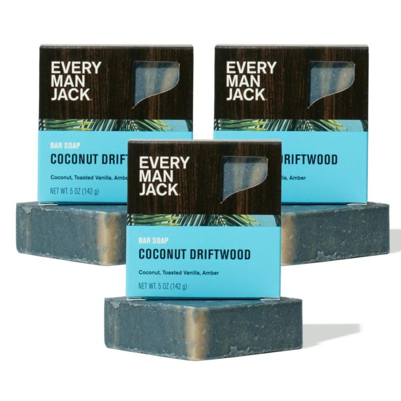 Jabón en barra corporal Every Man Jack Coco 142 g (paquete de 3)