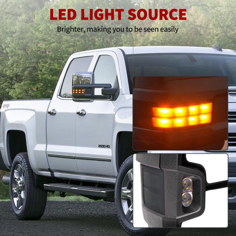 Espejo de Remolque YITAMOTOR 46 cm/61 cm ajuste eléctrico calefactado y LED