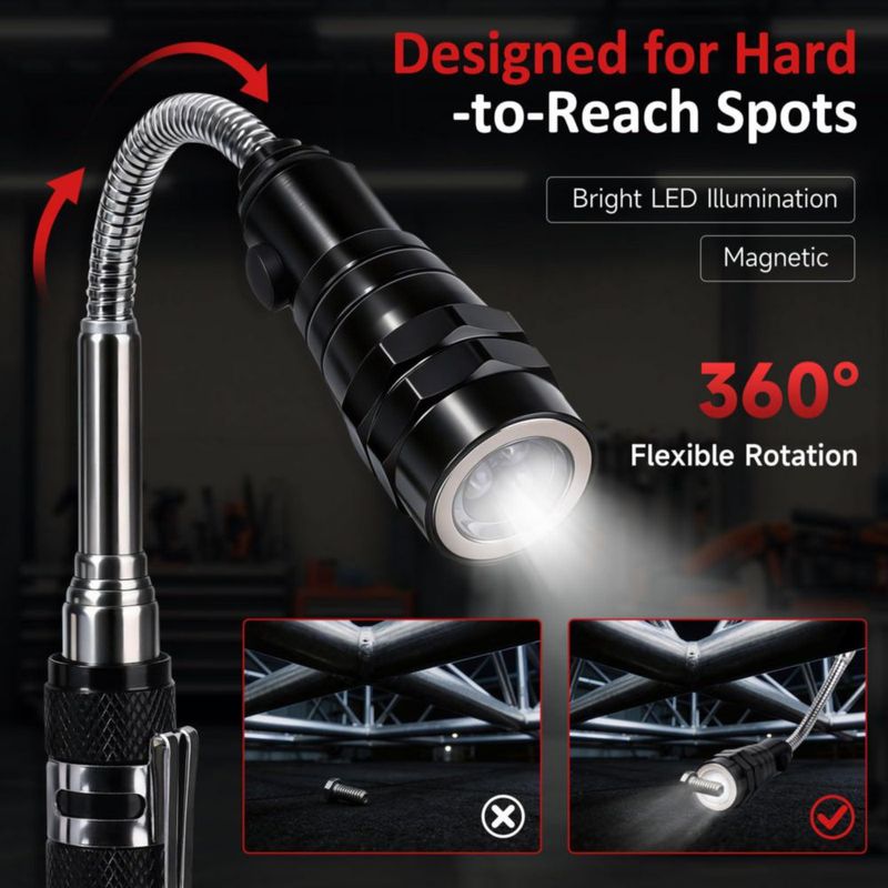 Herramienta de Recogida magnética Griactrl 56 cm con Linterna LED