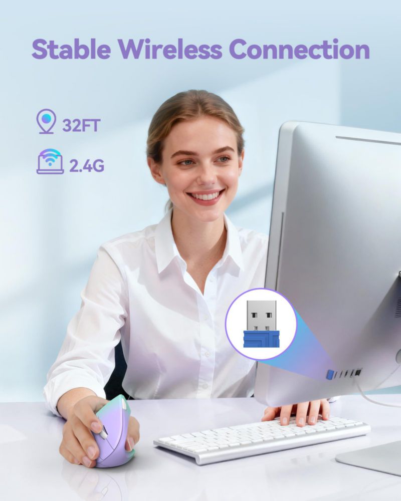 Ratón TECKNET Vertical Inalámbrico 2.4GHz USB Verde/Violeta