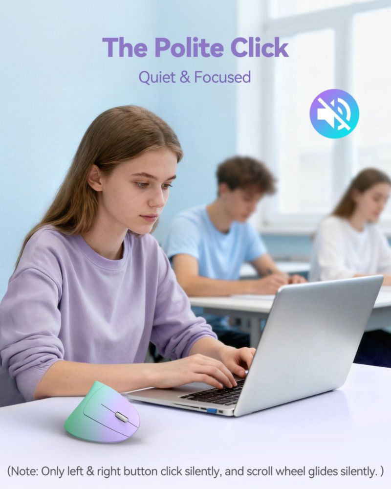 Ratón TECKNET Vertical Inalámbrico 2.4GHz USB Verde/Violeta