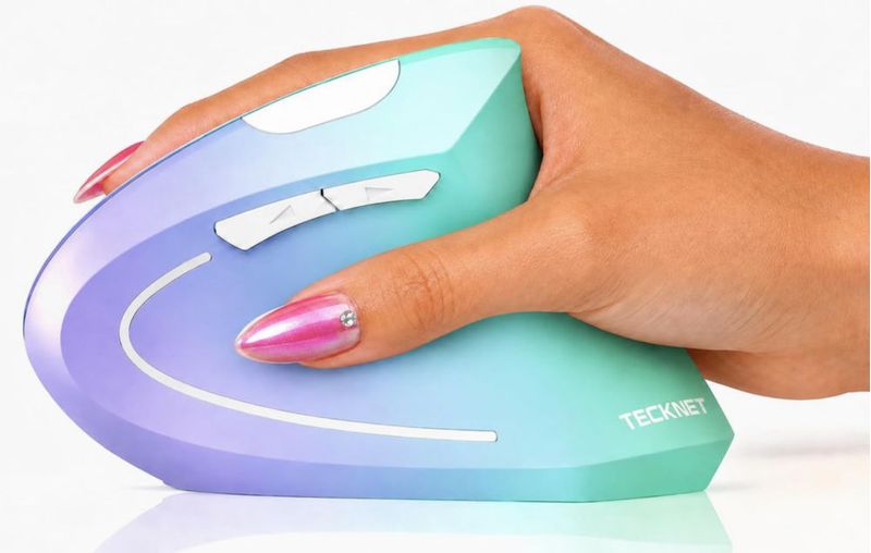 Ratón TECKNET Vertical Inalámbrico 2.4GHz USB Verde/Violeta