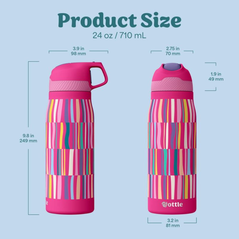 Botella de Agua Ottle 680 ml Aislada con Pajilla Abatible – Diseño Candy
