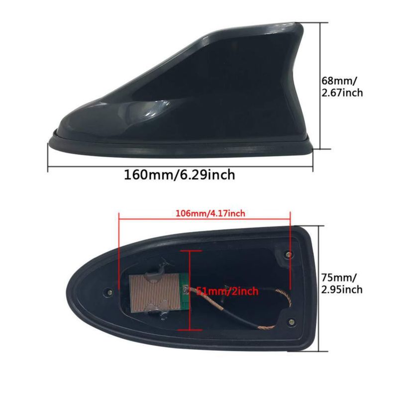Antena idain de aleta de tiburón 17 cm negra ajuste universal