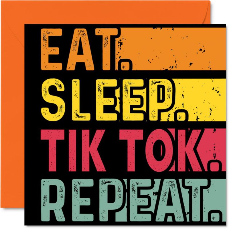 Tarjeta de cumpleaños Stuff4 Come Duerme TikTok Repite