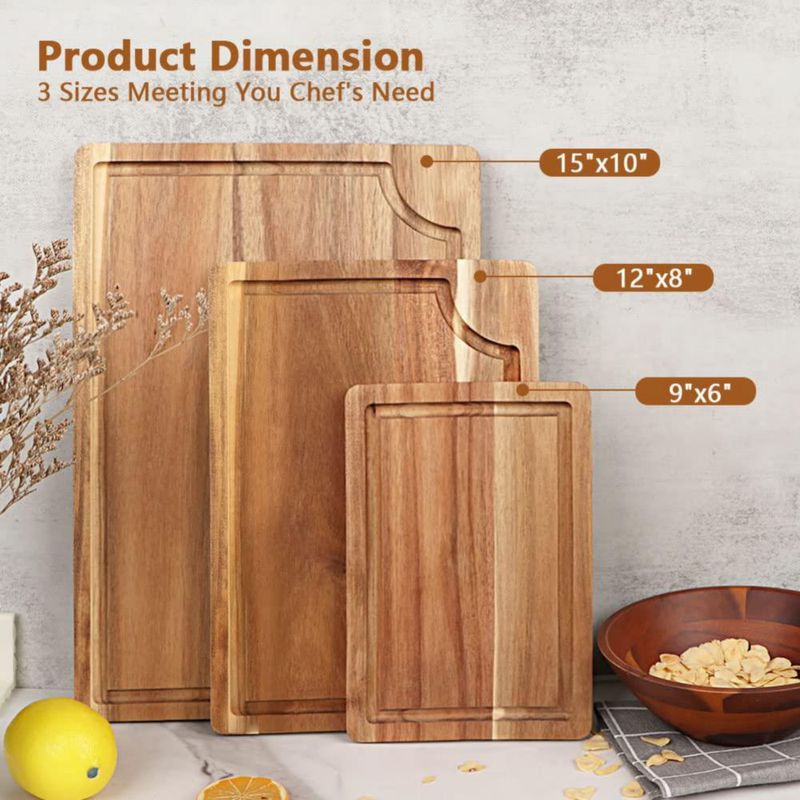 Tabla de cortar AIDEA 38x25 30x20 23x15 cm con canal de jugo