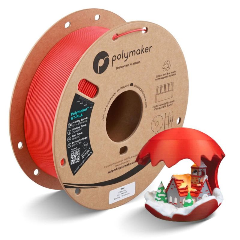 Filamento Polymaker HT-PLA 1.75 mm Rojo 1 kg