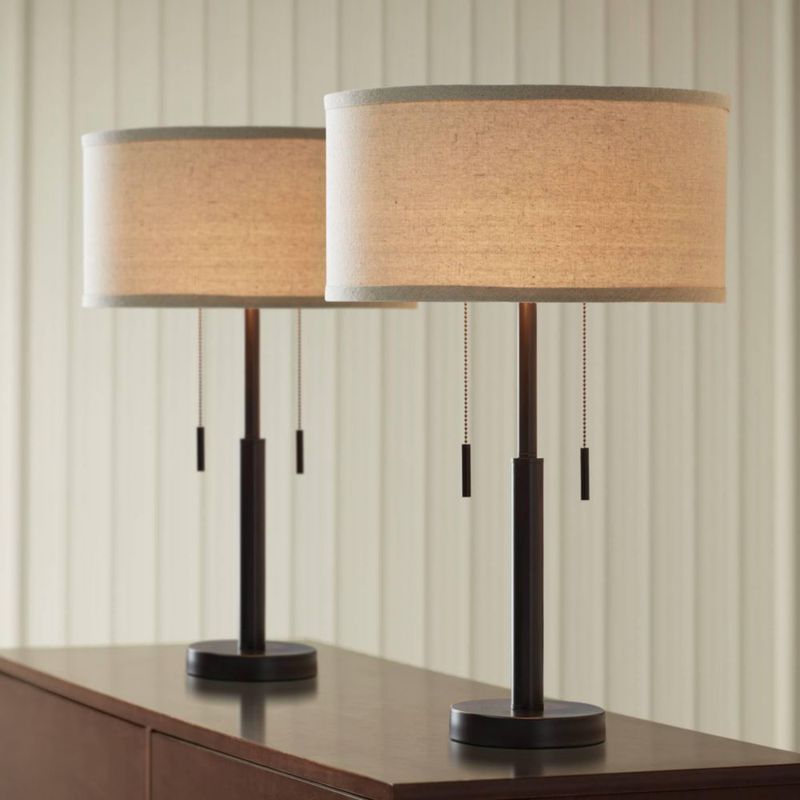 Lámparas de mesa Franklin Iron Works 64 cm 2 unidades con puertos USB