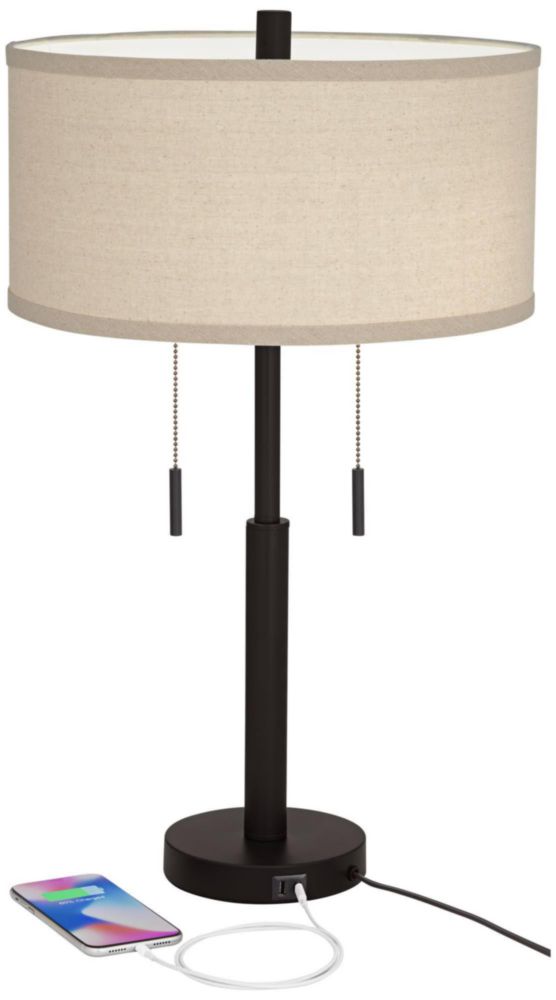Lámparas de mesa Franklin Iron Works 64 cm 2 unidades con puertos USB