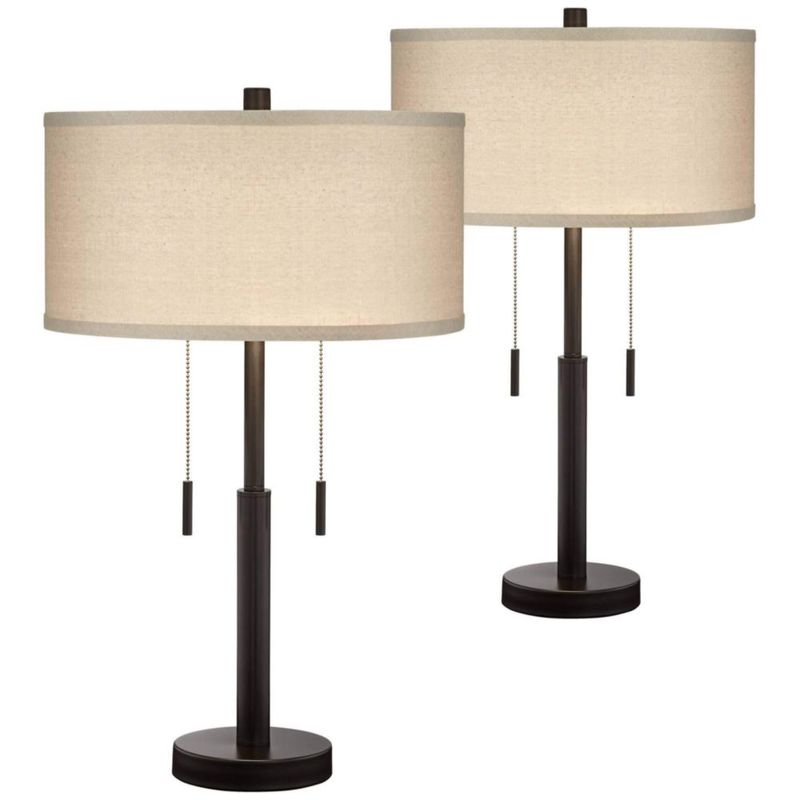 Lámparas de mesa Franklin Iron Works 64 cm 2 unidades con puertos USB
