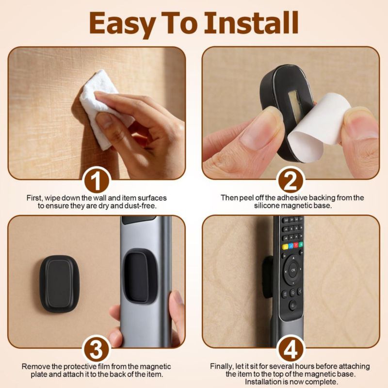 Soporte Magnético de Pared para Control Remoto Ninsula 4 Unidades Negro
