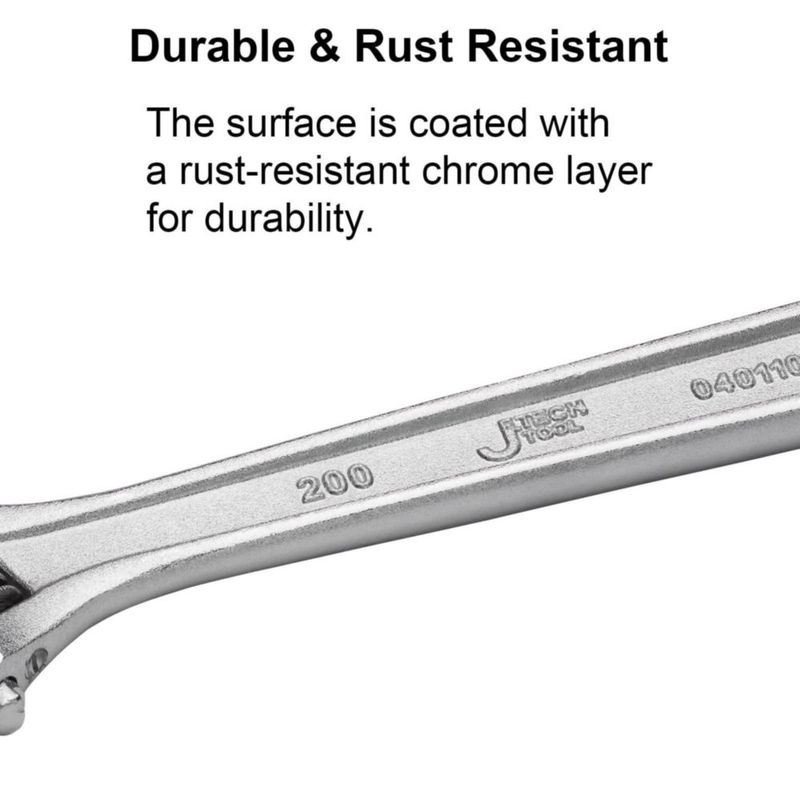 LLAVE AJUSTABLE Jetech 20 cm Acero Cromo‑Vanadio Métrico