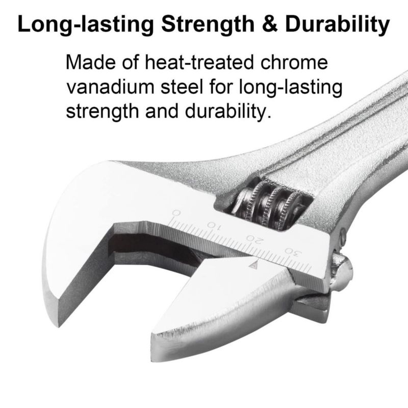 LLAVE AJUSTABLE Jetech 20 cm Acero Cromo‑Vanadio Métrico