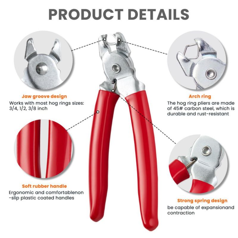 Alicates Doresoola 18 cm para anillos tipo hog – Kit de tapicería automotriz