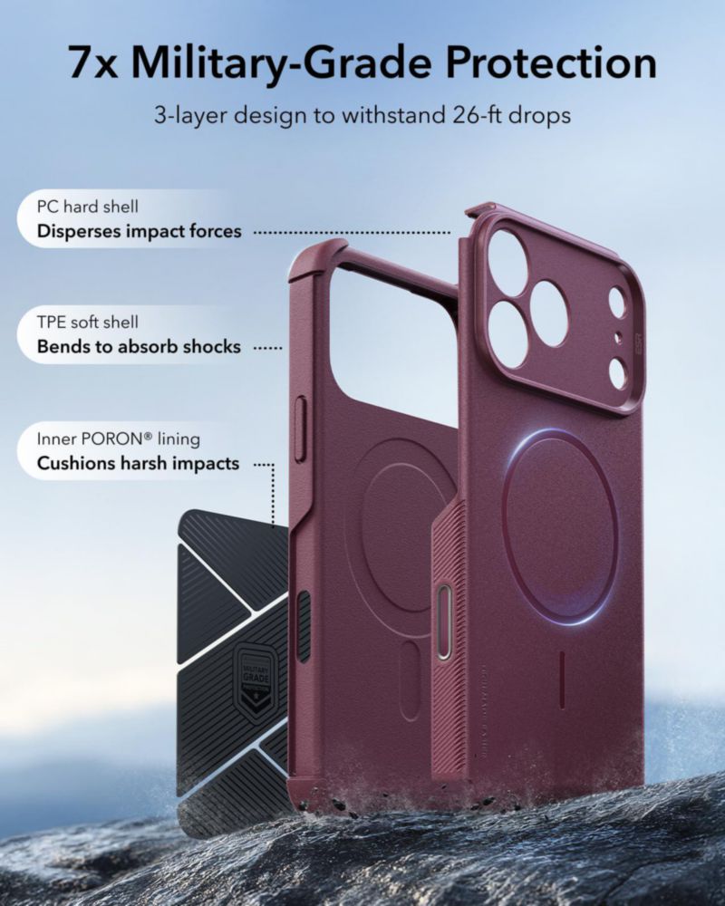 Funda ESR para iPhone 18/17 Pro Max – Burdeos