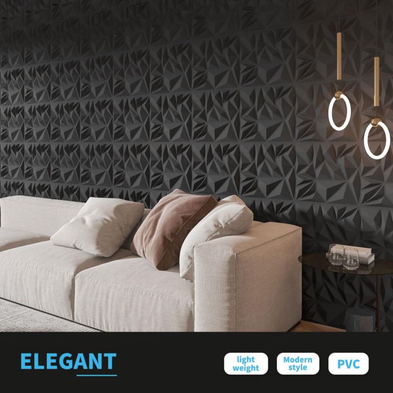Paneles de pared Art3d 30x30 cm pack de 50 negro diamante