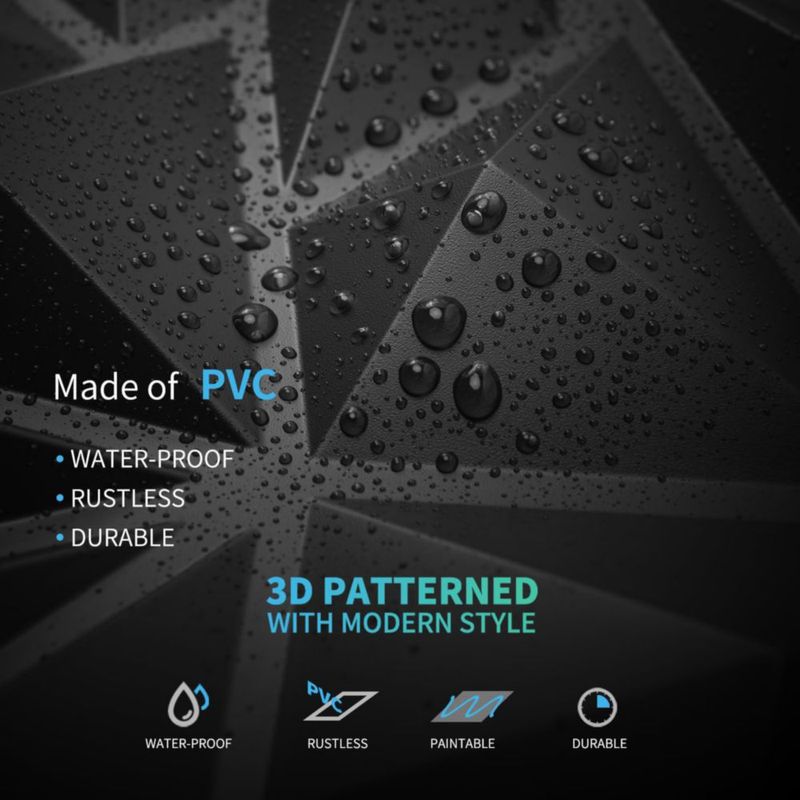 Paneles de pared Art3d 30x30 cm pack de 50 negro diamante