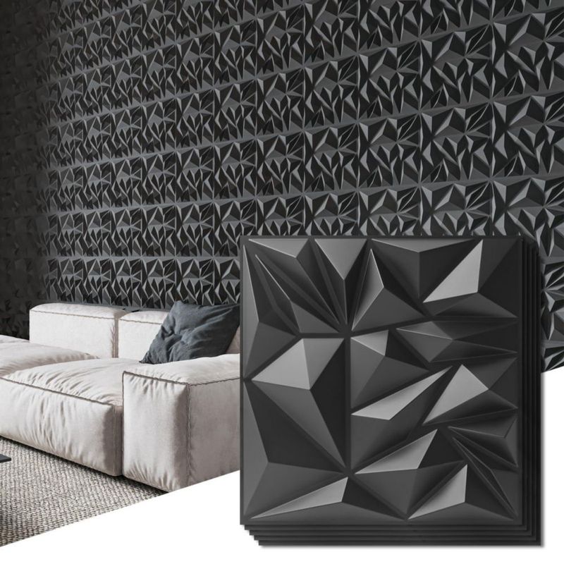 Paneles de pared Art3d 30x30 cm pack de 50 negro diamante
