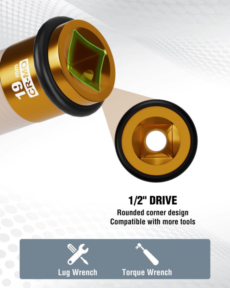 Cubo de impacto WORKPRO 19 mm 1/2" de tracción para huecos profundos