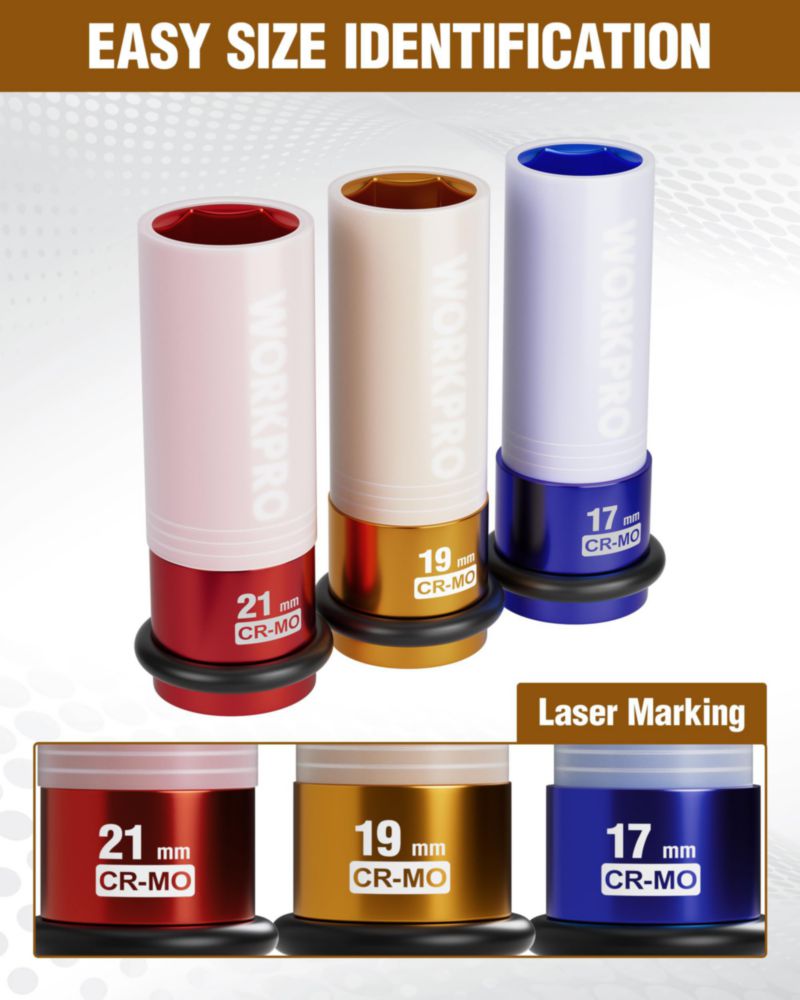 Cubo de impacto WORKPRO 19 mm 1/2" de tracción para huecos profundos