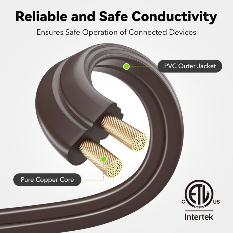 Cable de alimentación BN-LINK 18 m 3 tomas color marrón paquete de 2