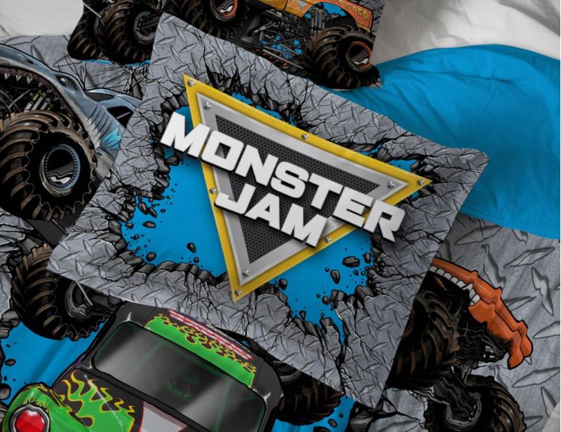 Juego de ropa de cama Jay Franco Twin 5 piezas Gris Monster Jam
