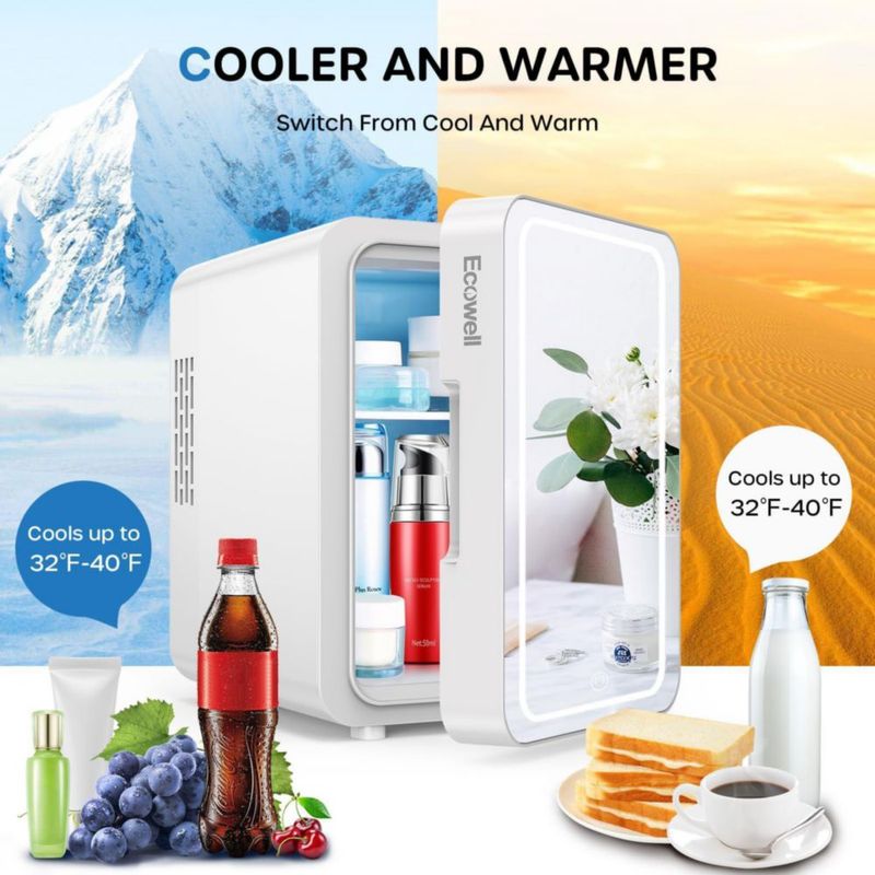 Mini Refrigerador ECOWELL 4L con Espejo LED 12V/220V