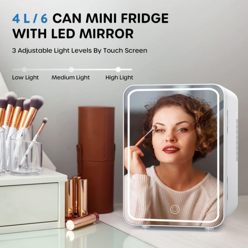 Mini Refrigerador ECOWELL 4L con Espejo LED 12V/220V
