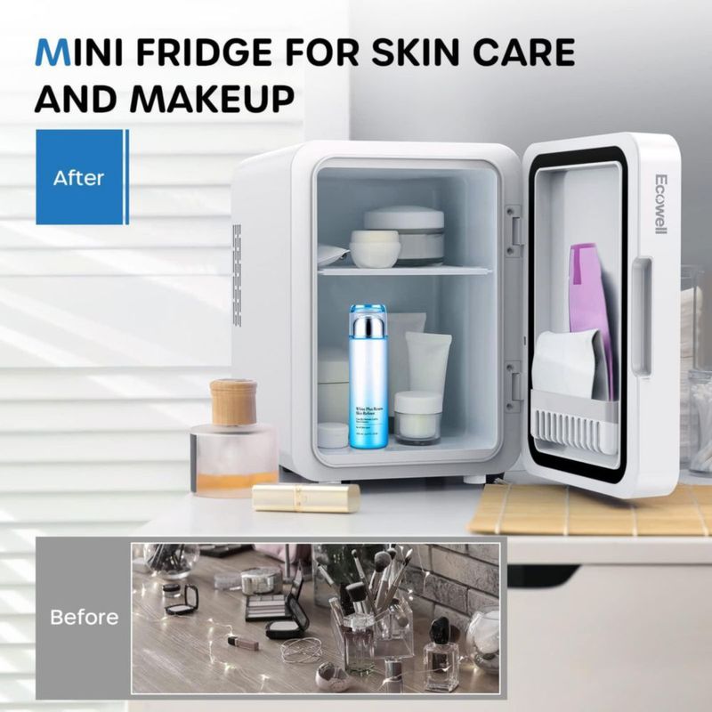 Mini Refrigerador ECOWELL 4L con Espejo LED 12V/220V