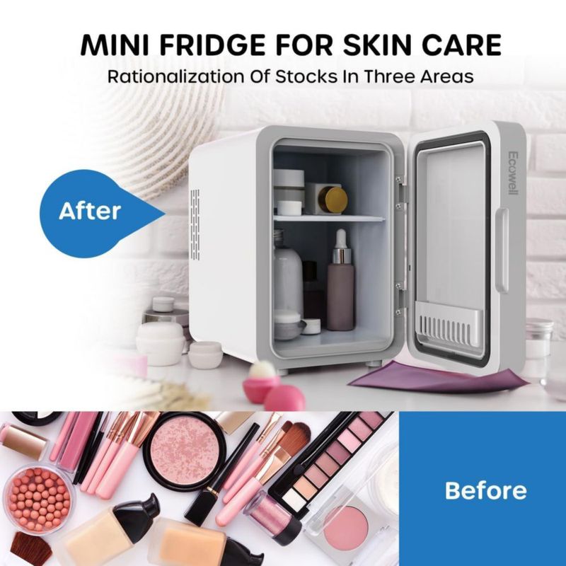 Mini Refrigerador ECOWELL 4L con Espejo LED 12V/220V