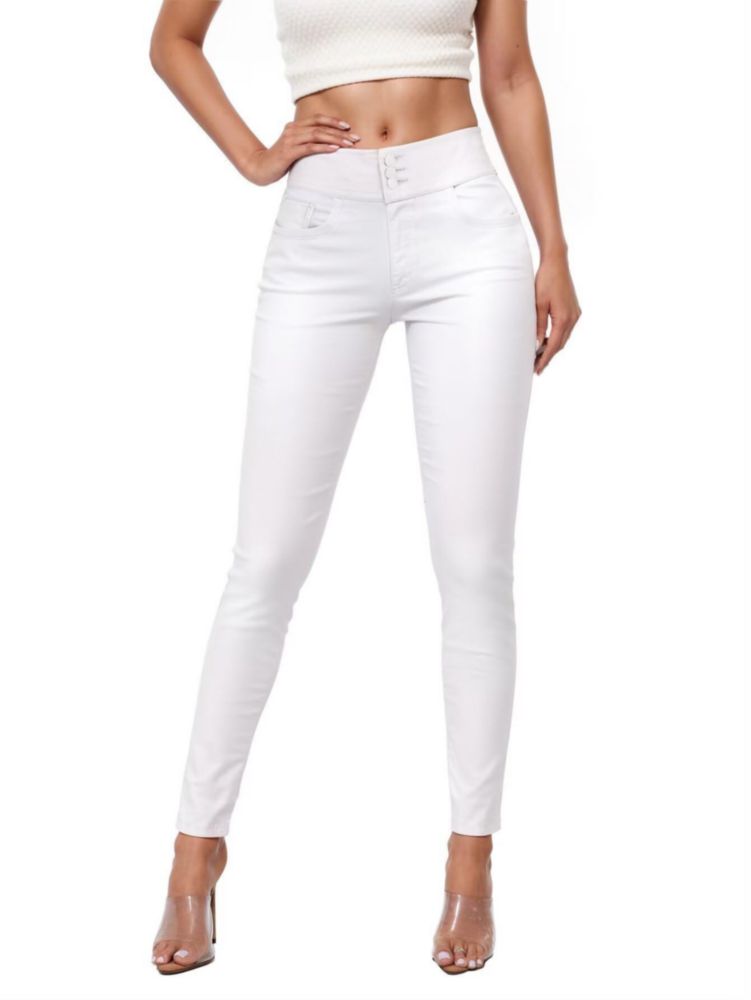 Pantalones Hybrid & Company 3X blanco de pierna skinny