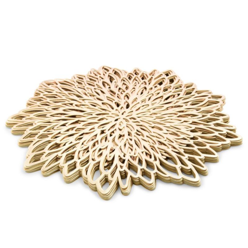 Mantel individual Juvale 37 cm dorado vinilo pack de 10 con diseño de hoja