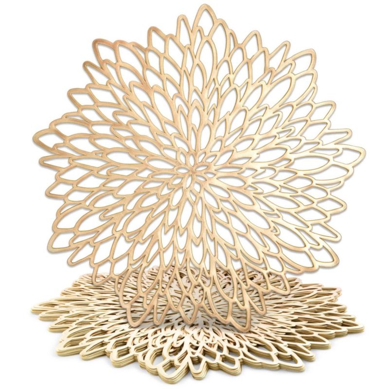 Mantel individual Juvale 37 cm dorado vinilo pack de 10 con diseño de hoja