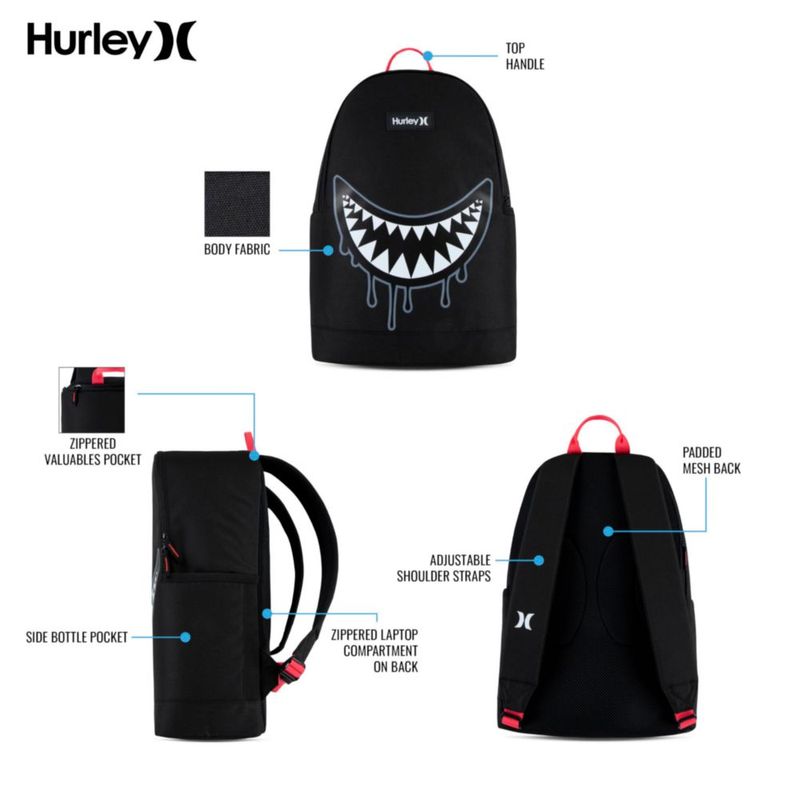 Mochila Hurley Gráfica con Bolsillo para Laptop Resistente